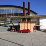 Detalle de construcción de sala de máquinas de biomasa en Polideportivo Miguel Induraín